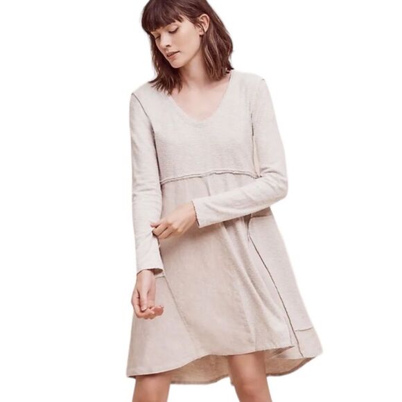 Anthropologie Dresses & Skirts - Anthropologie Maeve Northward Longsleeve Oatmeal Cotton Dress Size Medium